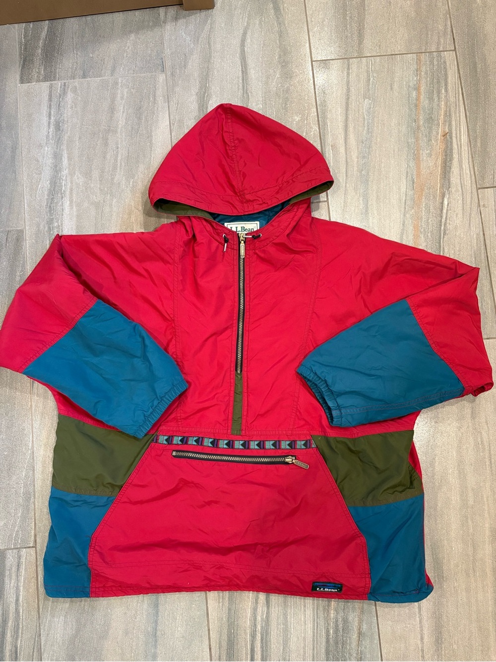 Vintage 90s L.L. Bean Colorblock Thinsulate Anorak Jacket Aztek Windbreaker Coat